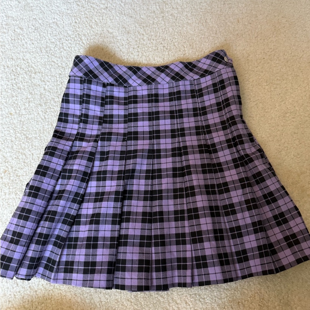 H&M Purple and Black Pleated Mini Skirt